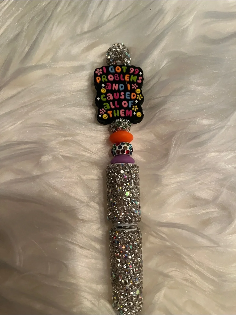 Sparkling Silver Rhinestone Key/Charm Holder with Multicolor Accents